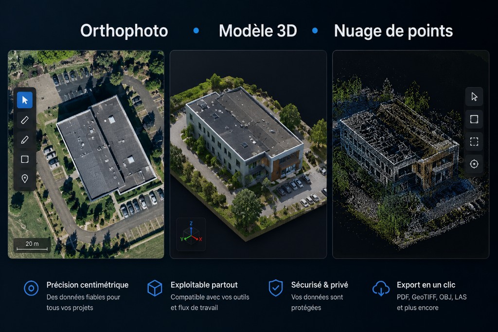 Orthophoto, modèle 3D et nuage de points — cartographie Dronaviz