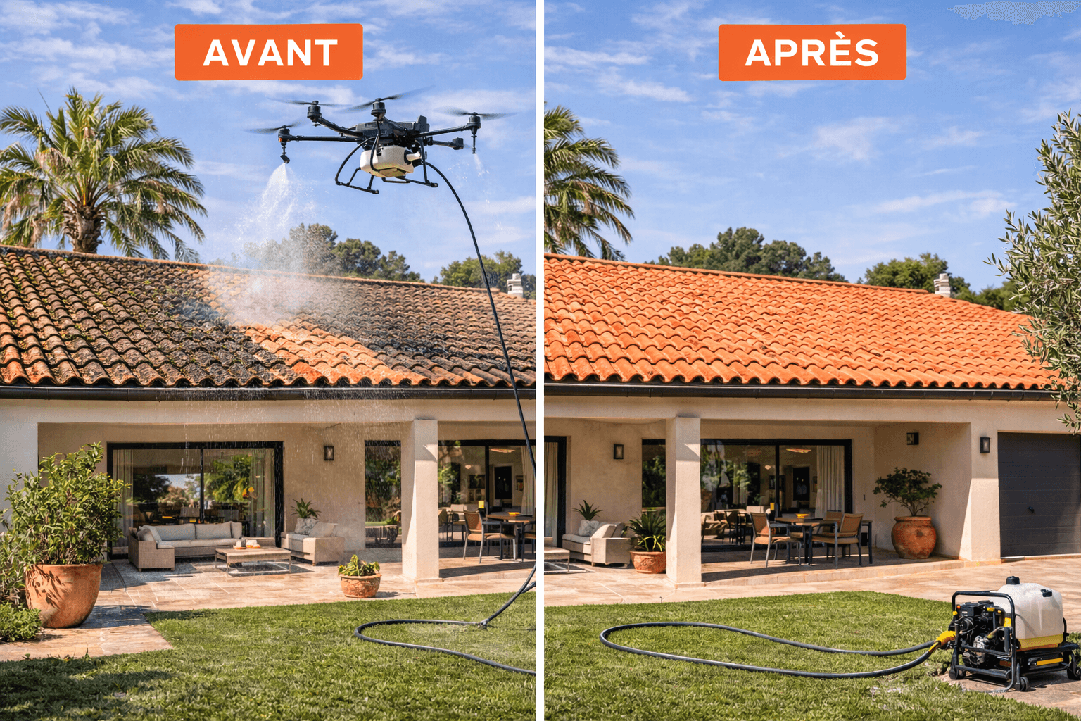Démoussage de toiture de maison