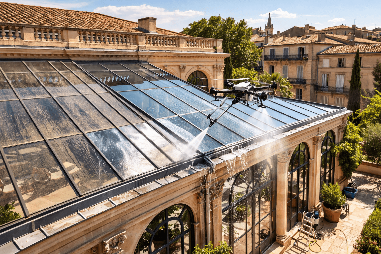 Nettoyage de toiture de verrières